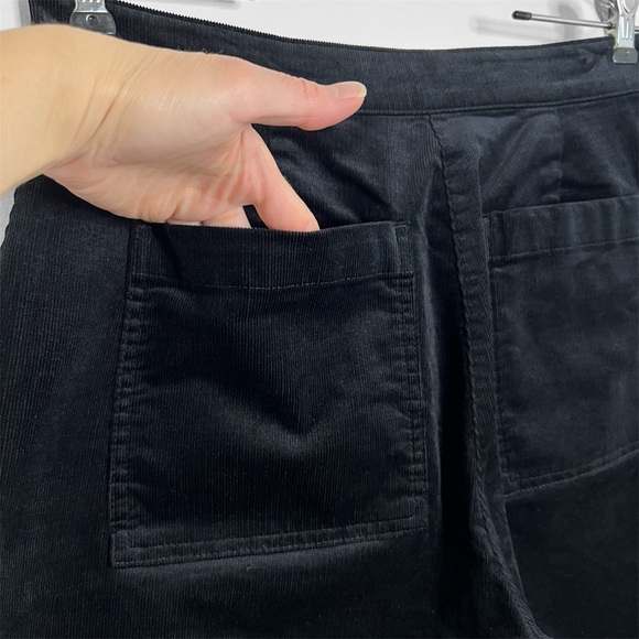 Eileen Fisher Black Organic Cotton Corduroy Wide Leg Ankle Pants - Picture 9 of 11